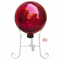 Alpine Corporation 10" Diameter Indoor/Outdoor Glass Gazing Globe Yard Decoration, Red -home bar shop 640143e80019f398 3521 w800 h800 b1 p0