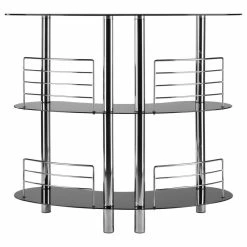 Winsome Wood Transitional Black And Metal And Glass Bar Stool Table 93347