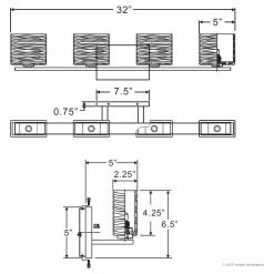 Urban Ambiance Luxury Modern Chrome Ribbed Glass Bathroom Light, UQL2725, San Diego Collection -home bar shop 65c17ed209a477dd 2619 w800 h800 b1 p0
