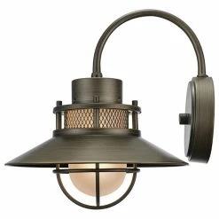 Globe Electric Liam 1-Light Bronze Outdoor Wall Mount Sconce With Frosted Glass Shade