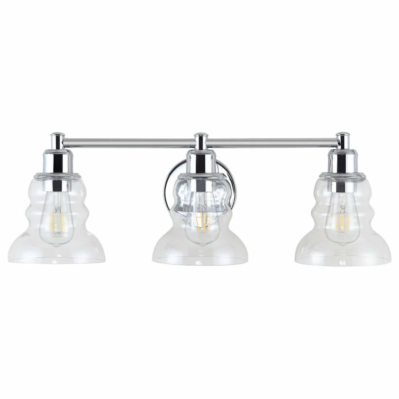 JONATHAN Y Manhattan Vintage Metal/Glass Industrial LED Vanity, Chrome, 3-Light 5 JONATHAN Y Manhattan Vintage Metal/Glass Industrial LED Vanity, Chrome, 3-Light - Image 5