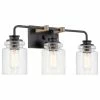 Kira Home Orson 22" Farmhouse / Bathroom Light, Cylinder Glass Shades, Smoked