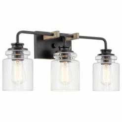 Kira Home Orson 22" Farmhouse / Bathroom Light, Cylinder Glass Shades, Smoked