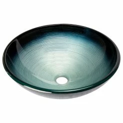 Eden Bath - Vessel Sinks Silver And Blue Rings Glass Vessel Sink For Bathroom, 16.375 Inch -home bar shop 66a1b0b0006c9456 5486 w800 h800 b1 p0