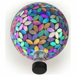 Alpine Corporation Outdoor Solar Powered Glass Mosaic Gazing Globe With Metal Stand, Purple -home bar shop 66e1f9590fcaa0c8 3490 w800 h800 b1 p0