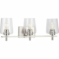 Progress Lighting 3-Light Clear Glass New Traditional Bath Vanity Light, Brushed Nickel