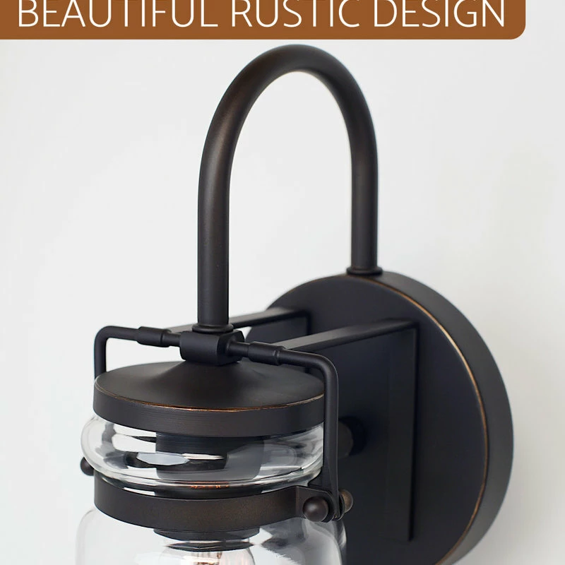 Kira Home Wyer 11.5" Farmhouse Wall Sconce + Glass Jar Shade, Dimmable, Bronze 5 Kira Home Wyer 11.5" Farmhouse Wall Sconce + Glass Jar Shade, Dimmable, Bronze - Image 5