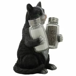 DWK Corp. Decorative Black And White Kitty Cat Glass Salt And Pepper Shaker 3-Piece Set -home bar shop 67b19540081c07db 2041 w800 h800 b1 p0