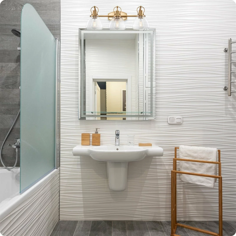 Kira Home Walford 25" 3-Light Bathroom Light + Glass Shades, Warm Brass 2 Kira Home Walford 25" 3-Light Bathroom Light + Glass Shades, Warm Brass - Image 2