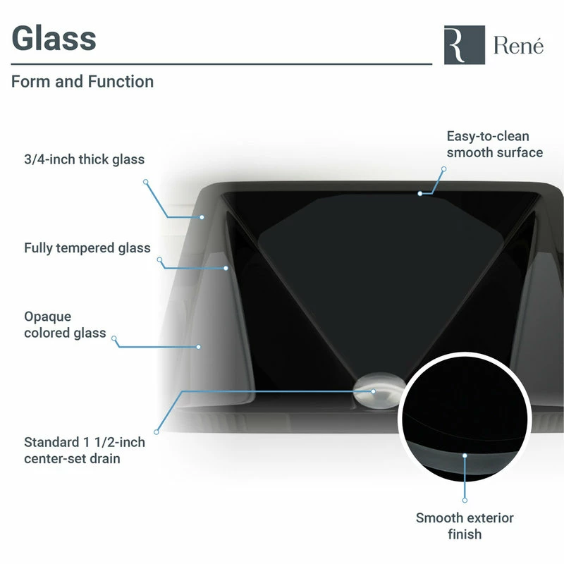 Rene R5-5003-NOR Noir Colored Glass Vessel Sink, R9-7001 Faucet, Antique Bronze, Chro 2 Rene R5-5003-NOR Noir Colored Glass Vessel Sink, R9-7001 Faucet, Antique Bronze, Chro - Image 2