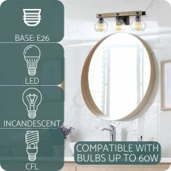 Kira Home Sebastian 22.5" Farmhouse / Bathroom Light, Globe Glass Shades, Smoked -home bar shop 67e1c46402318408 6337 w800 h800 b0 p0