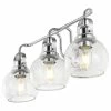 JONATHAN Y Shirley Metal, Bubbled Glass Vanity Light, Chrome, 3-Light
