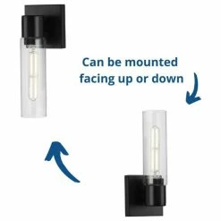 Progress Lighting Clarion 1-Light Matte Black Clear Glass Modern Wall Light -home bar shop 684109610feb8156 0416 w800 h800 b1 p0