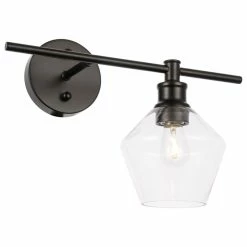 Elegant Furniture & Lighting Living District 1-Light Black And Clear Glass Right Wall Sconce -home bar shop 6891bed40c9cbe7a 5483 w800 h800 b1 p0