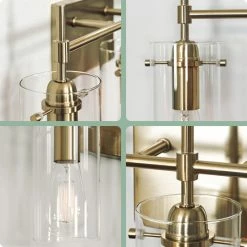 Kira Home Inara 21.5" 3-Light Bathroom / Light, Glass Cylinder Shade, Cool Brass -home bar shop 68f199d5030dc04c 8428 w800 h800 b0 p0