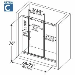 LessCare Glass Shower Door, Brushed Nickel, 68-72"x76 -home bar shop 6901a6920970e94d 1986 w800 h800 b1 p0