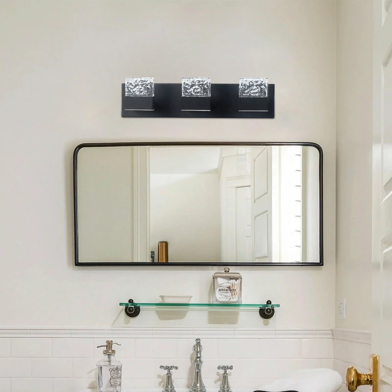 Aiwen 3-Light Vintage Shaped Glass Wall Light Bathroom Vanity Lighting Fixture, Black 4 Aiwen 3-Light Vintage Shaped Glass Wall Light Bathroom Vanity Lighting Fixture, Black - Image 4