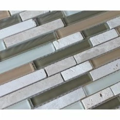 Anatolia Bliss Bliss Bamboo Stone And Glass Linear Mosaic Tile, 12"x12" Sheet -home bar shop 6971799d07bdbb92 4452 w800 h800 b0 p0