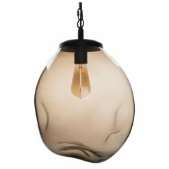 Casamotion Pendant Light Handblown Glass Contemporary Hanging Light, Brown,16"
