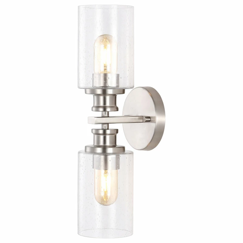JONATHAN Y Jules Edison 16.5" Cylinder 2-Light Seeded Glass LED Vanity, Nickel 1 JONATHAN Y Jules Edison 16.5" Cylinder 2-Light Seeded Glass LED Vanity, Nickel