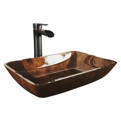 Vigo VGT1652 Russet 13" Glass Vessel Bathroom Sink - Russet