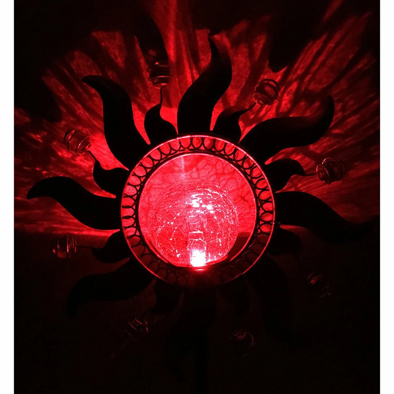 Unido Solar Powered Metal Copper Sunray Garden Stake With Glass Crackle Ball LED Light 4 Unido Solar Powered Metal Copper Sunray Garden Stake With Glass Crackle Ball LED Light - Image 4