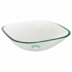 Yescom Tempered Clear Square Glass Vessel Sink