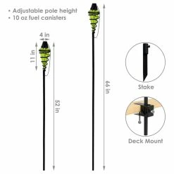Sunnydaze Decor Sunnydaze 2-in-1 Swirling Metal Glass Outdoor Lawn Torch Set Of 4, Green -home bar shop 6a6122b20f3d6038 5817 w800 h800 b1 p0