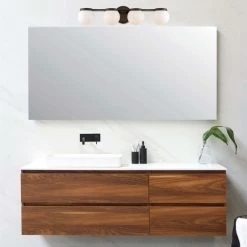 Kira Home Atticus 26" LED Bathroom Light, Frosted Milk White Glass Globe Shades -home bar shop 6ac17b1d02318714 8444 w800 h800 b0 p0