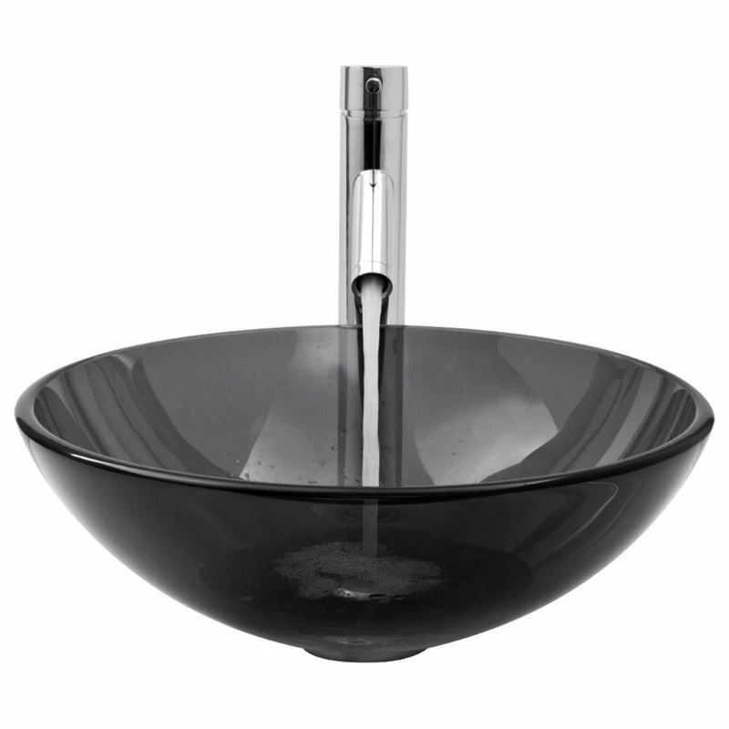 VIGO Sheer Black Glass Vessel Bathroom Sink Set With Dior Vessel Faucet 8 VIGO Sheer Black Glass Vessel Bathroom Sink Set With Dior Vessel Faucet - Image 8