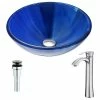 ANZZI Meno Series Deco-Glass Vessel Sink With Harmony Faucet, Brushed Nickel
