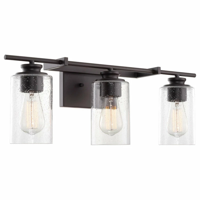 Kira Home Graham 23.5" Farmhouse / Bathroom Light, Seeded Glass Shades, Oil 1 Kira Home Graham 23.5" Farmhouse / Bathroom Light, Seeded Glass Shades, Oil