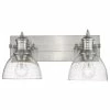 Golden Lighting Hines 2-Light Bath Vanity, Pewter, Seeded Glass