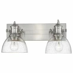Golden Lighting Hines 2-Light Bath Vanity, Pewter, Seeded Glass
