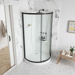 Ove Decors Breeze 32 Shower Kit, Clear Glass Walls And Base, Black -home bar shop 6d415d040fc51a05 6934 w800 h800 b0 p0
