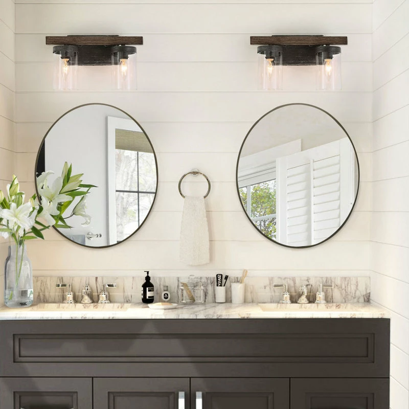 LALUZ Farmhouse 2-Light Glass Wall Lamp Antique Finishing 5 LALUZ Farmhouse 2-Light Glass Wall Lamp Antique Finishing - Image 5