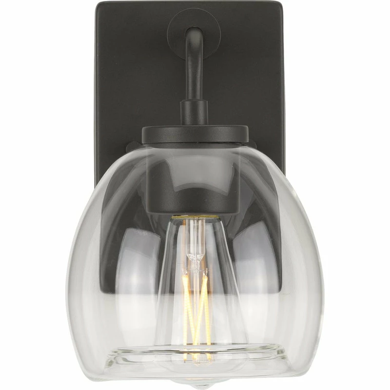 Progress Lighting Caisson 1-Light Graphite Clear Glass Urban Industrial Bath Vanity Light 3 Progress Lighting Caisson 1-Light Graphite Clear Glass Urban Industrial Bath Vanity Light - Image 3