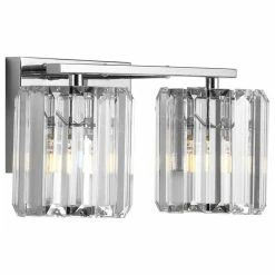 JONATHAN Y Coco Prism Vintage Metal/Glass Glam LED Vanity Light, Width: 13.5"