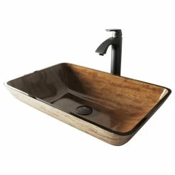 VIGO Rectangular Amber Sunset Glass Vessel Sink And Linus Faucet Set -home bar shop 713147cc0e9edb15 7699 w800 h800 b1 p0
