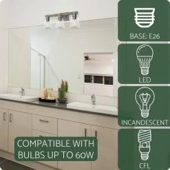 Kira Home Asher 23" Farmhouse / Bathroom Light, Conic Glass Shades, Bleached Oak -home bar shop 71414328025e69c2 8460 w800 h800 b0 p0