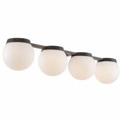 Kira Home Atticus 26" LED Bathroom Light, Frosted Milk White Glass Globe Shades