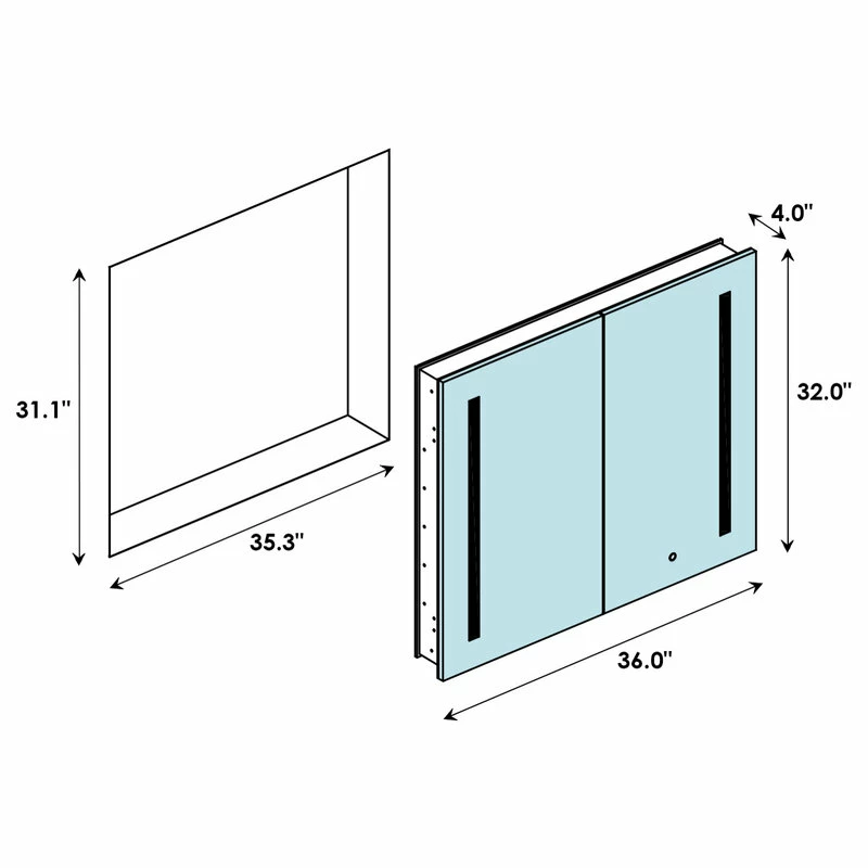 Altair Catola 36" Clear Glass Surface-Mount/Recessed LED Mirror Medicine Cabinet 15 Altair Catola 36" Clear Glass Surface-Mount/Recessed LED Mirror Medicine Cabinet - Image 15
