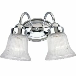 Progress Lighting Fluted Glass 2-Light Bath Light, Chrome