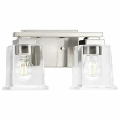 Progress Lighting Gilmour Collection 2-Light Brushed Nickel Clear Glass Bath Vanity Light