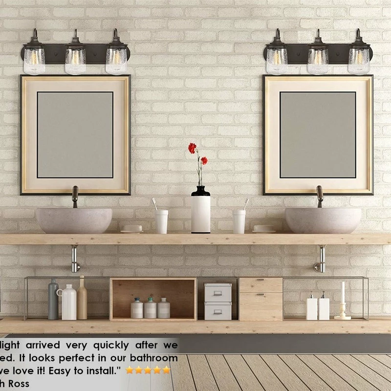 Kira Home Mason 23.5" Bathroom Light, Seeded Glass Shade, Oil-Rubbed Bronze 2 Kira Home Mason 23.5" Bathroom Light, Seeded Glass Shade, Oil-Rubbed Bronze - Image 2