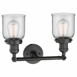 Innovations Lighting Small Bell 2-Light Bath Fixture, Clear Glass, Oil Rubbed Bronze