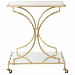 Decorn Elegant Bar Cart, Curved Metal Frame With Mirrored Glass Top & Shelf, Gold 8 Decorn Elegant Bar Cart, Curved Metal Frame With Mirrored Glass Top & Shelf, Gold -home bar shop 74e12526014cf96b 2323 w800 h800 b1 p0