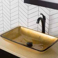 Kraus USA, Inc. Golden Pearl Rectangle Glass Vessel Bathroom Sink -home bar shop 75612cc000e5e770 3162 w800 h800 b0 p0