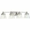 Progress Lighting Hinton 4-Light Brushed Nickel Clear Seeded Glass Bath Vanity Light