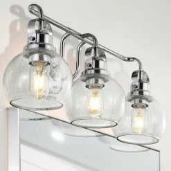 JONATHAN Y Shirley Metal, Bubbled Glass Vanity Light, Chrome, 3-Light -home bar shop 76514fef037e518e 6050 w800 h800 b0 p0